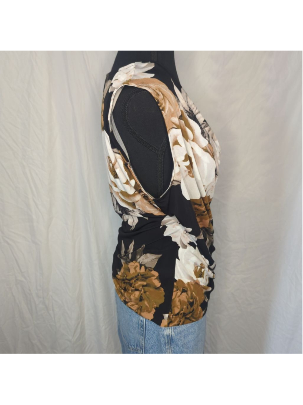 Calvin Klein Floral V-Neck Sleeveless Top M Y2K Style Drape Fit - Picture 3 of 14